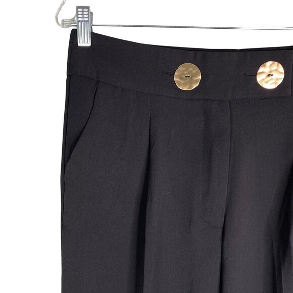 Do + Be Collection Pants Large Black Gold Buttons Pockets Stretch Cuffed New - Picture 11 of 13